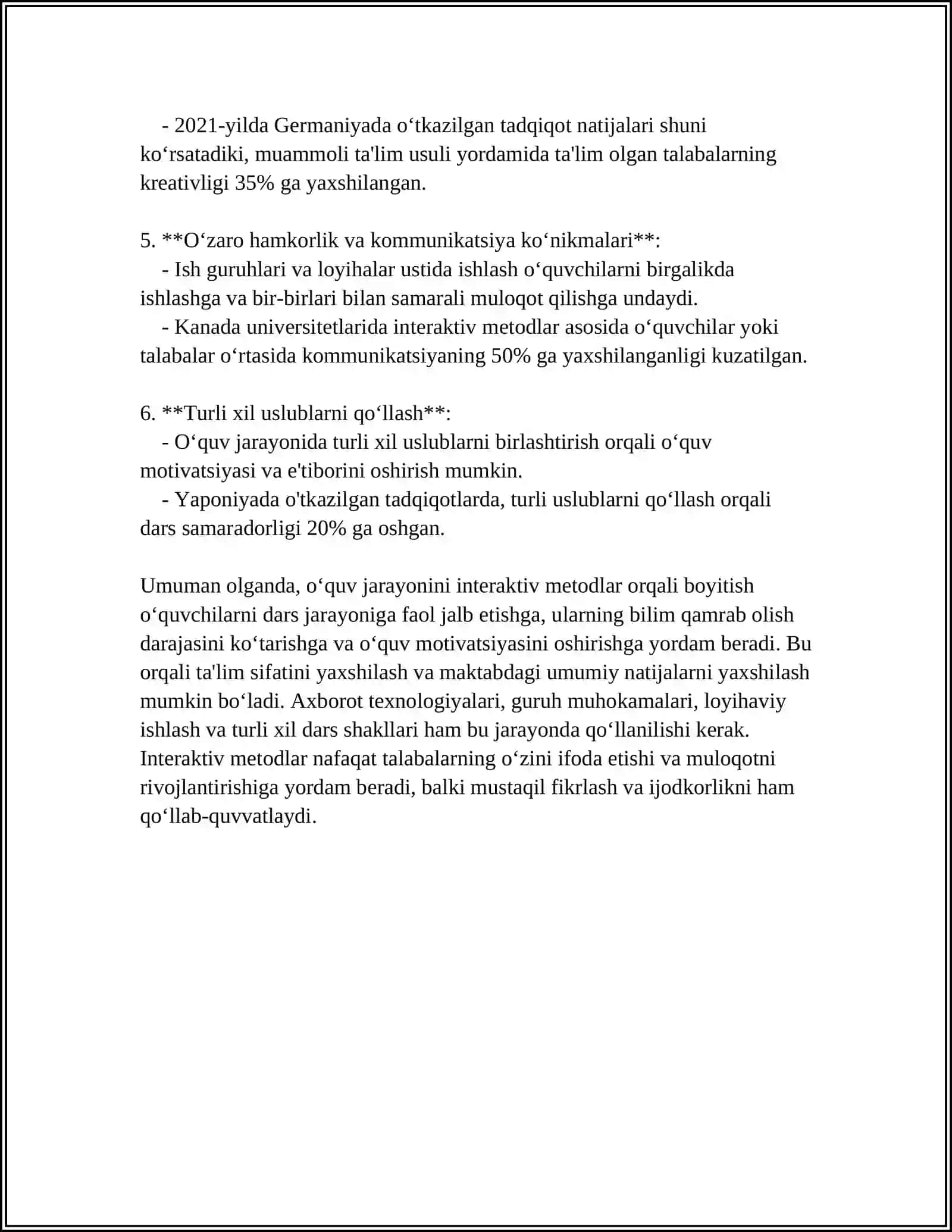 TARIX DARSLARI SAMARADORLIGINI OSHIRISH USULLARI 4