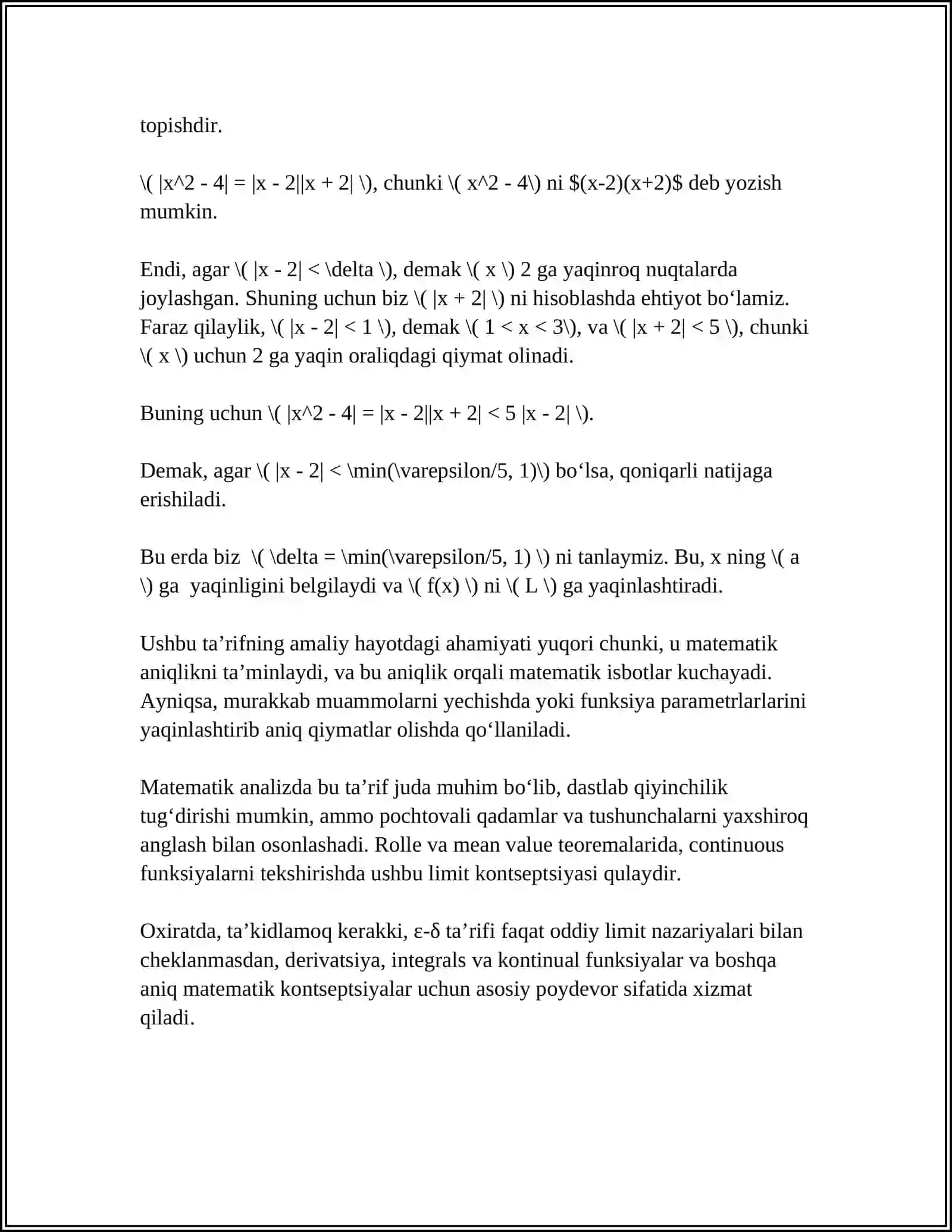 LIMITGA EGA BO‘LGAN FUNKSIYALAR XOSSALARI 4