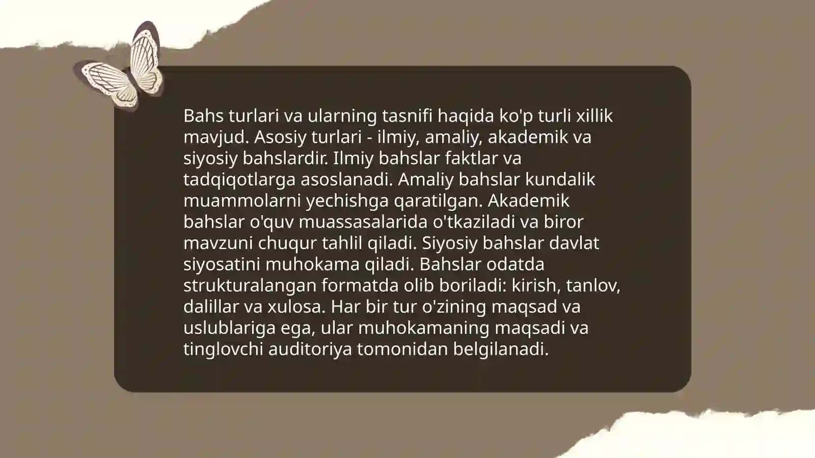 Mutaxassislikka oid bahs turlari 4