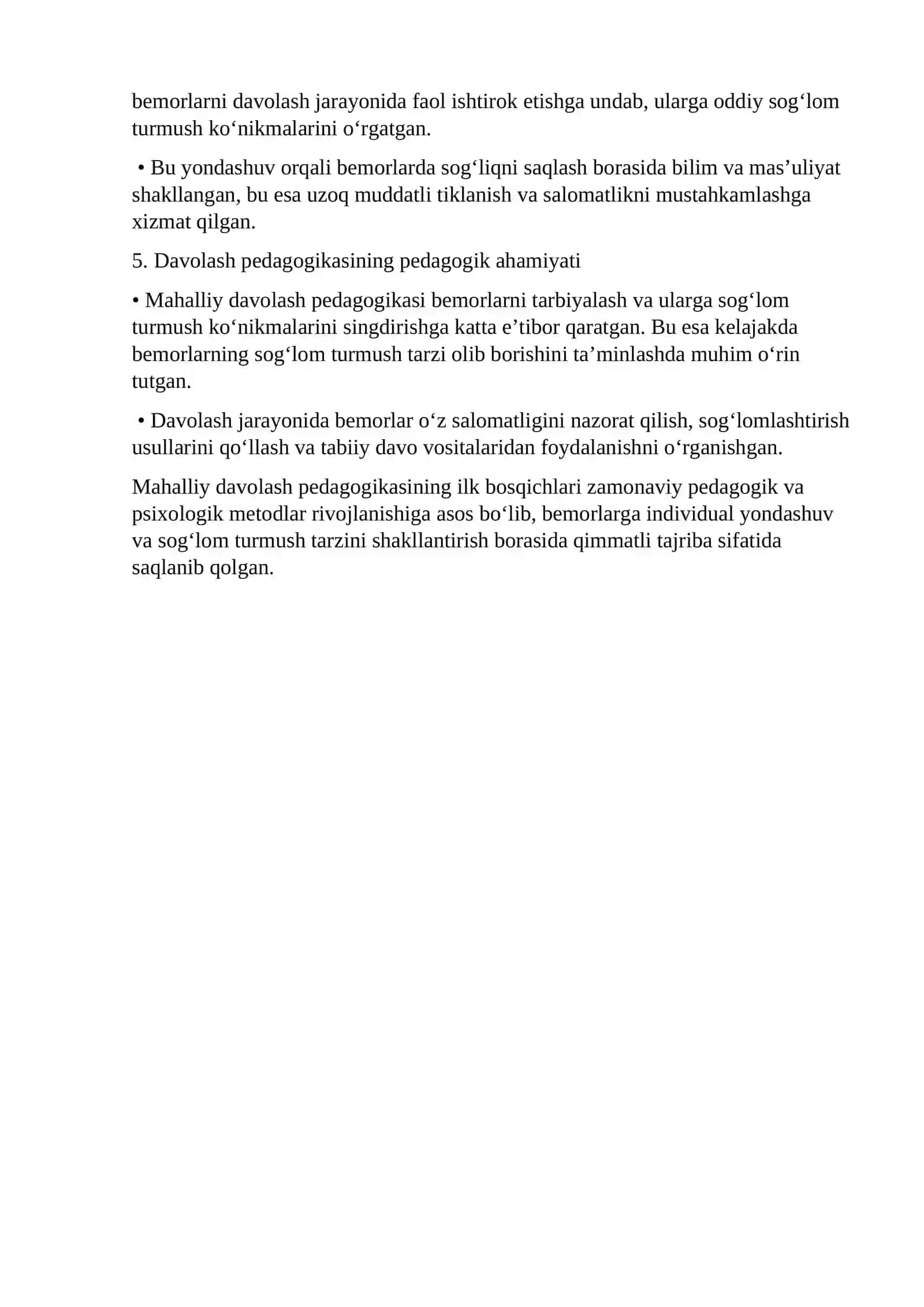 Mahalliy davolash pedagogikasi rivojlanishining asosiy bosqichlari 4