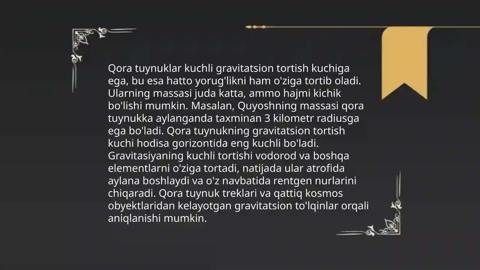Qora tuynuk haqida slayd 4