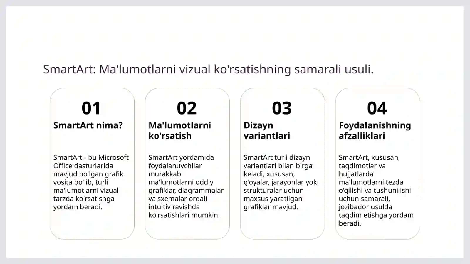 Grafik ob'ektlar va SmartArt 4