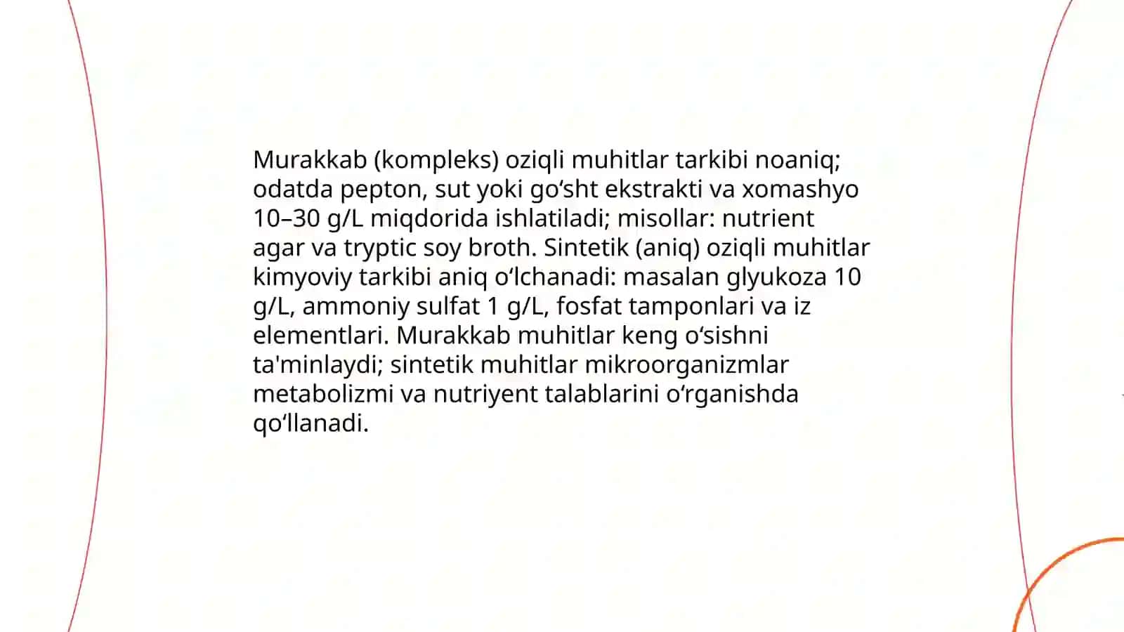 Oziqli muhitlar turlari 4