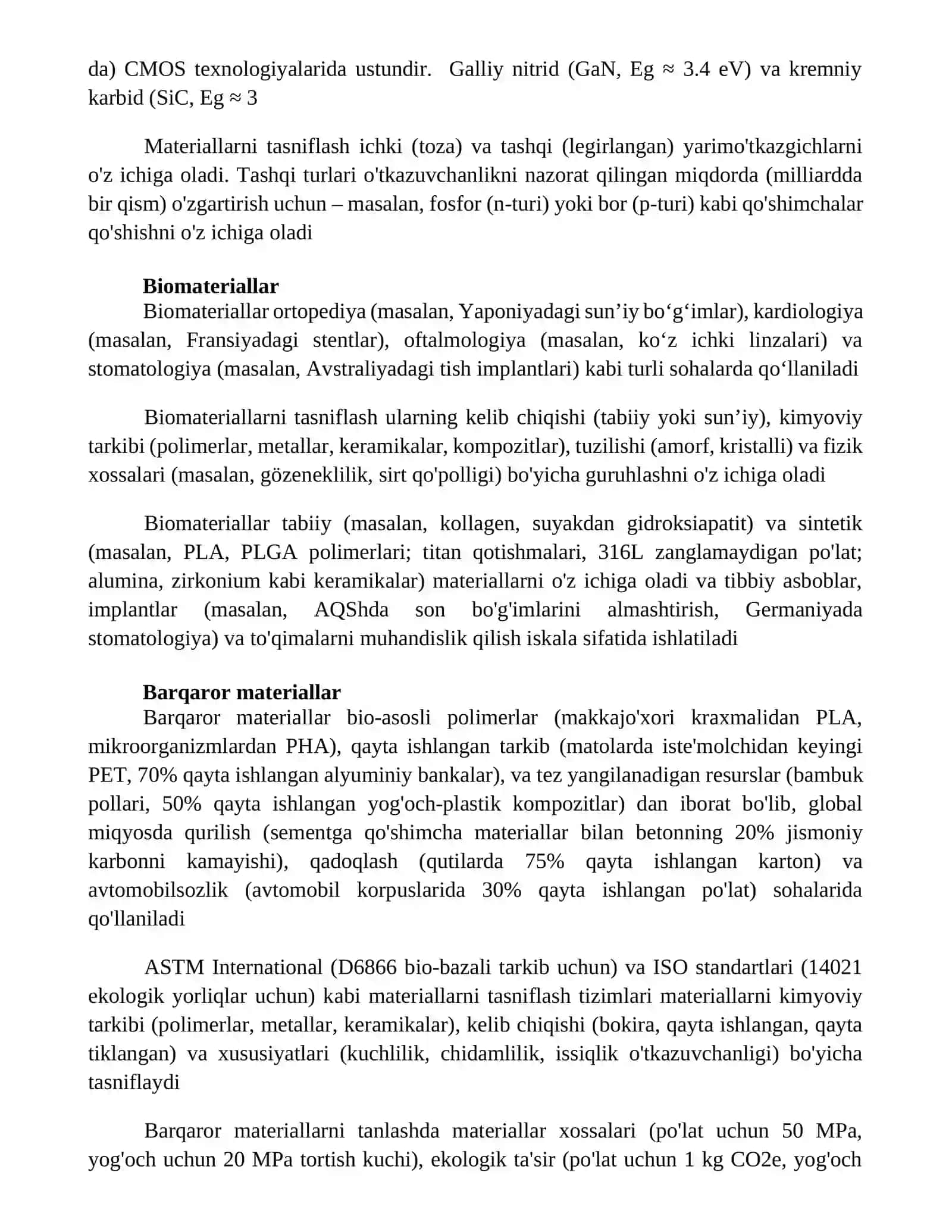 Materiallar sinfi va ularning tasnifi 4