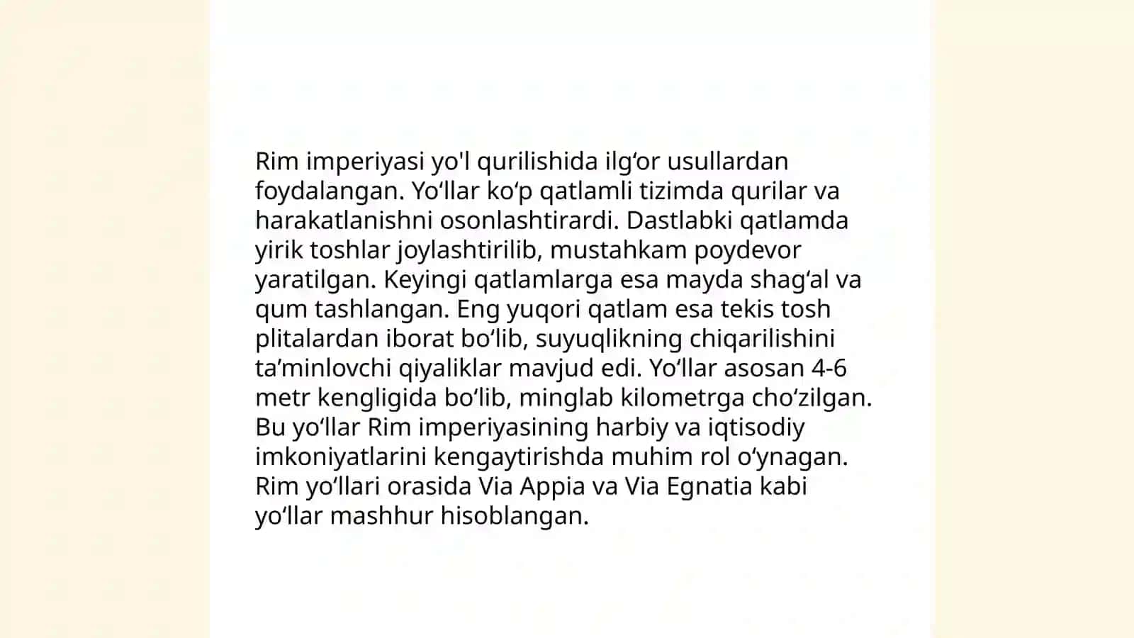 Qattiq qoplamali yo'llarni tarixini o'rganish 4