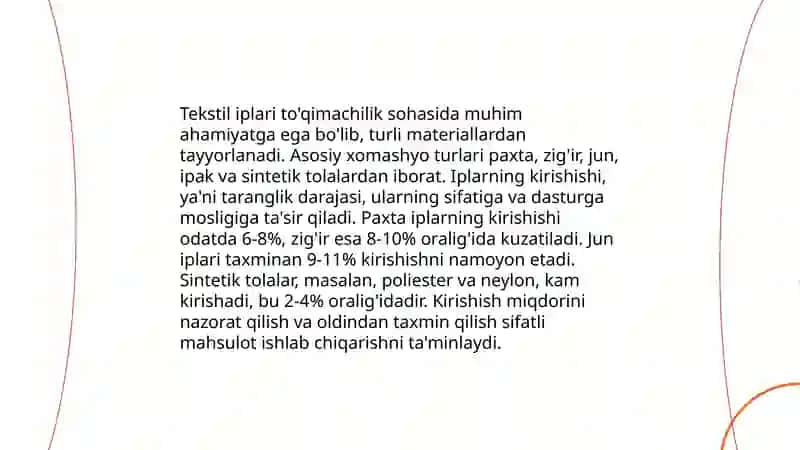 Toʻqimachilik materiallarining kirishishi 4