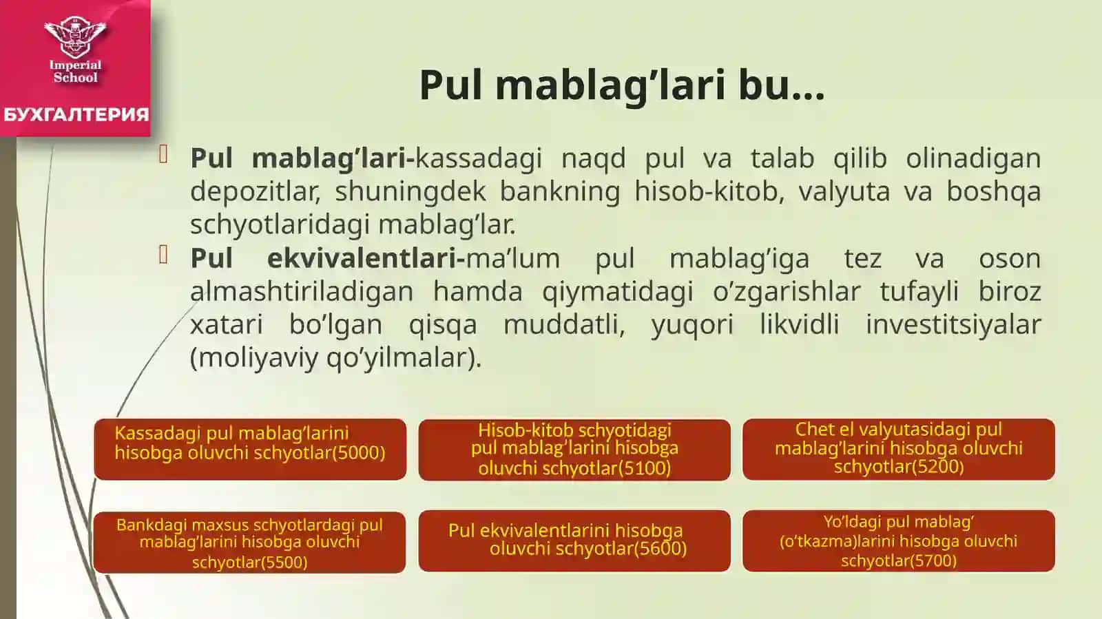 Pul Mablag’lari va Hisob-Kitoblar Hisobi 4