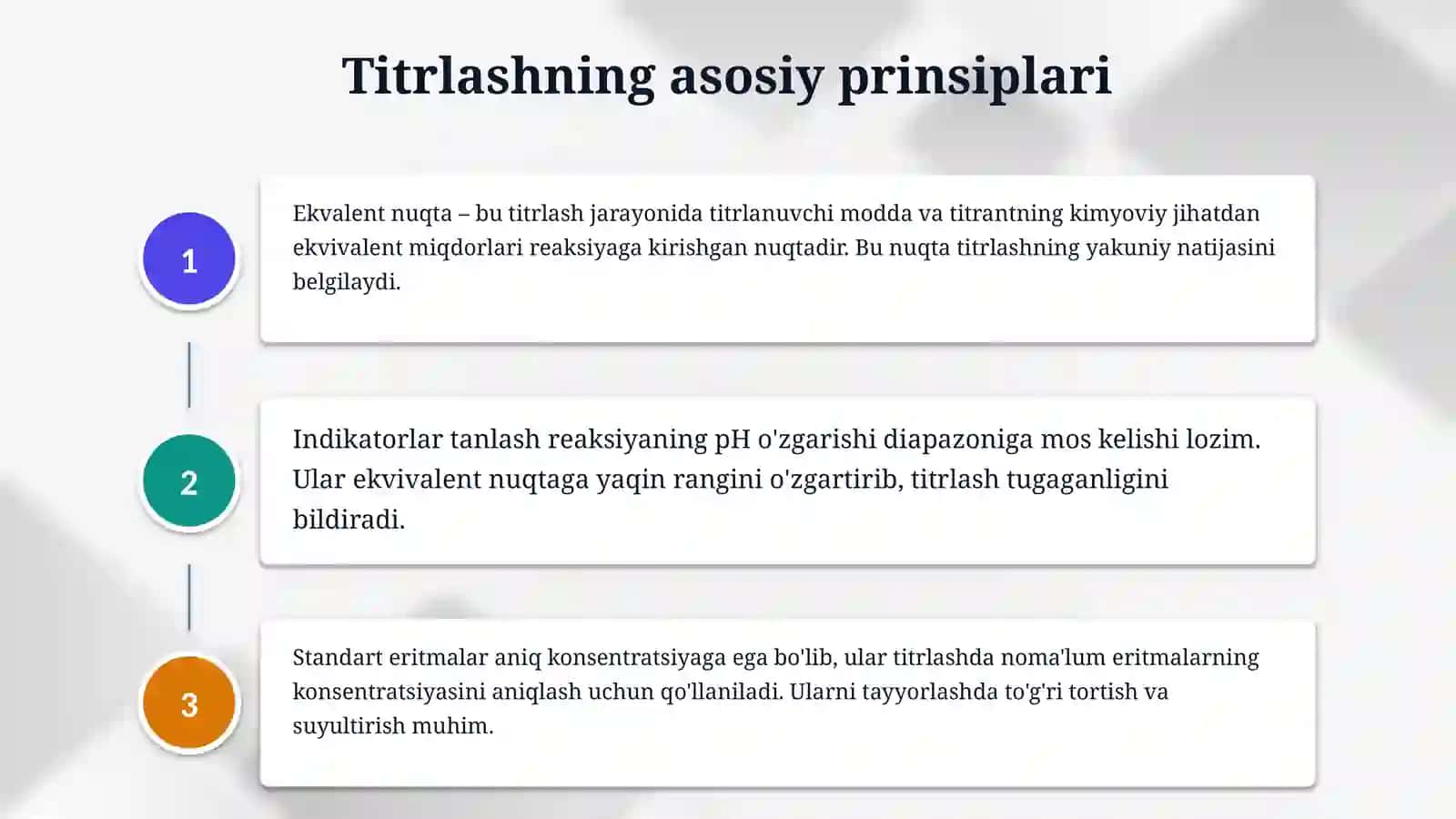 Titrash ko‘rsatkichlarini aniqlash. 4