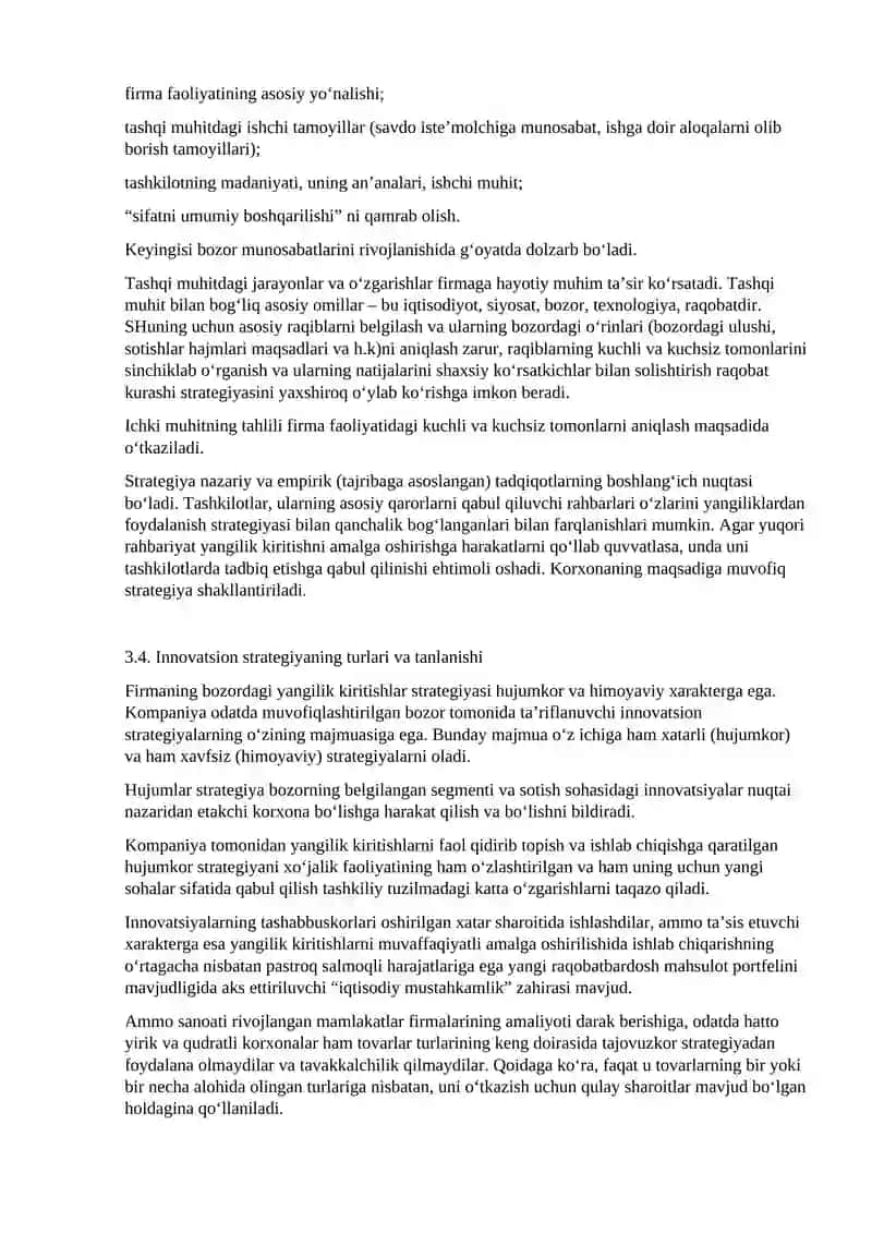 KORXONADAGI INNOVATSION STRATEGIYANI TANLASH 4