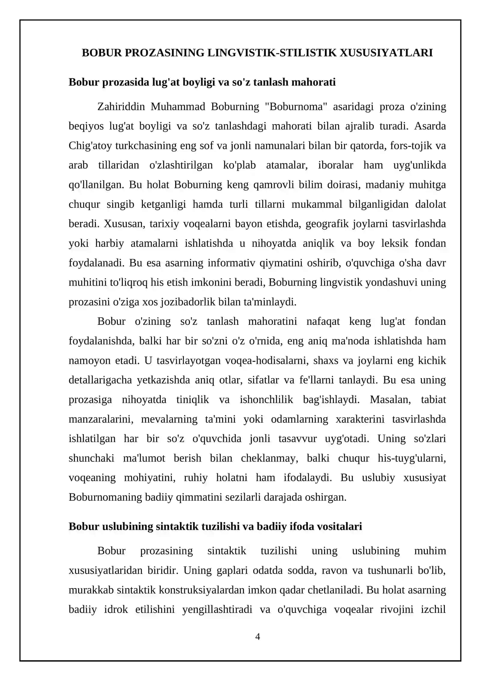 "Boburnoma''ning badiiy xususiyatlari 4
