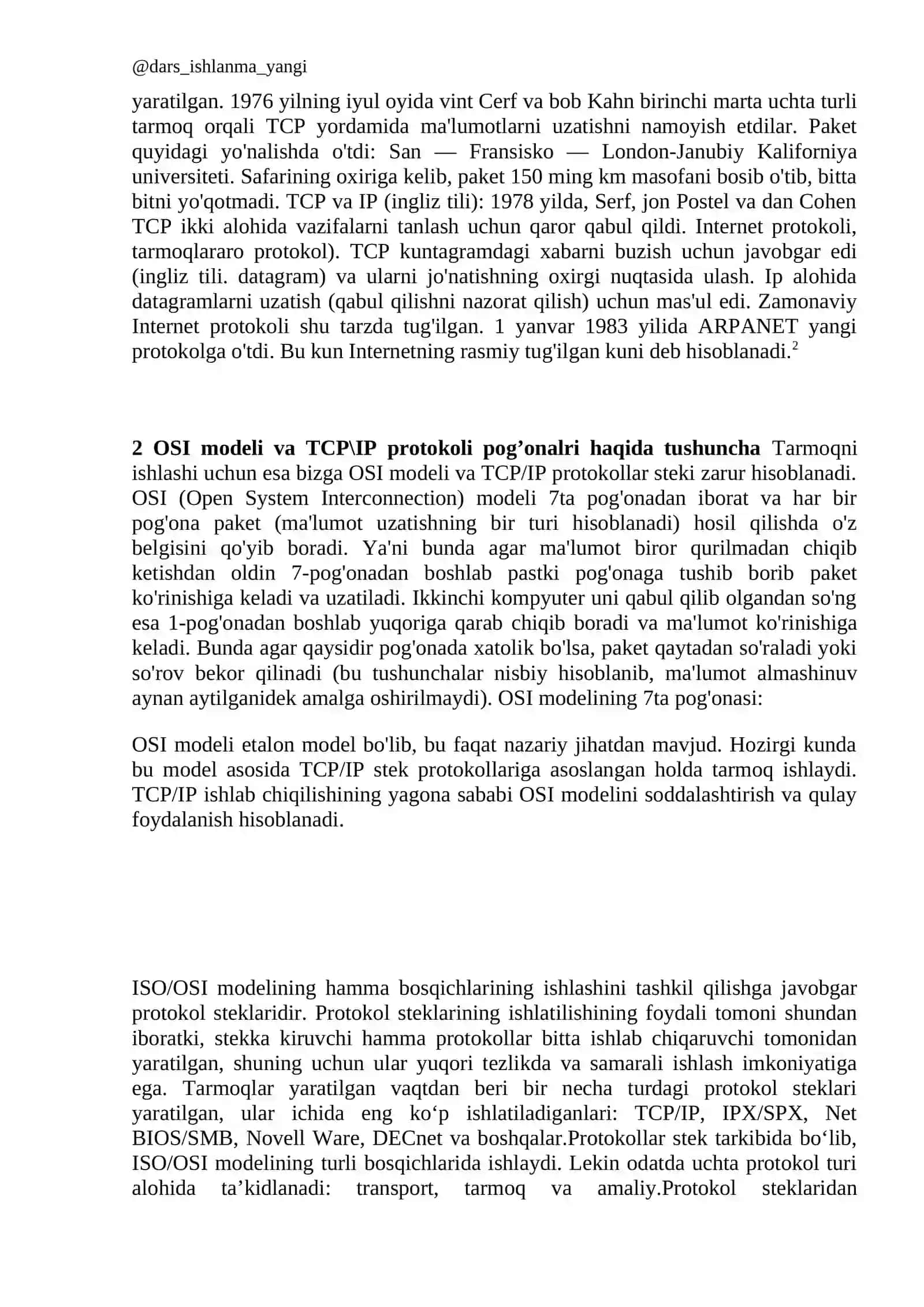 TCP protokollari ishini o’rganish 4