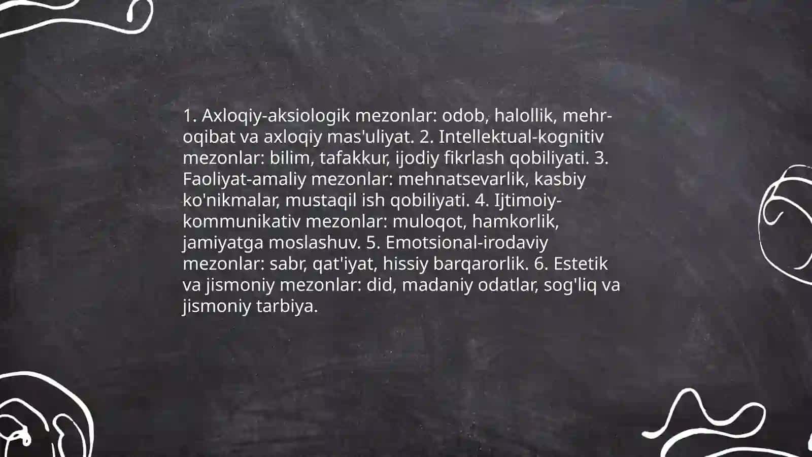 Tarbiyalanganlikni aniqlash mezonlari 4