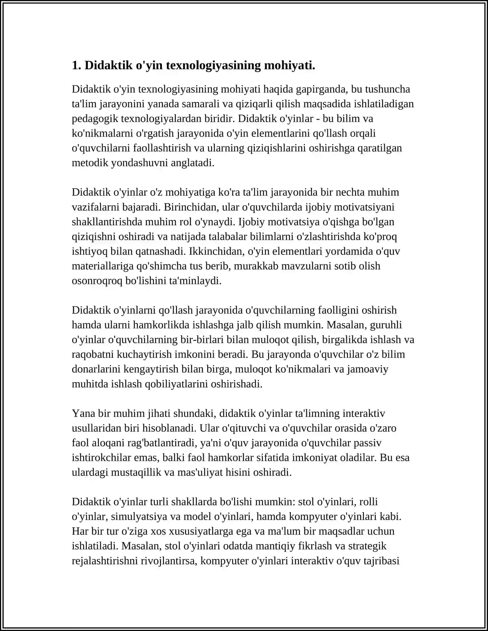 Didaktik o'yin texnologiyasi 4