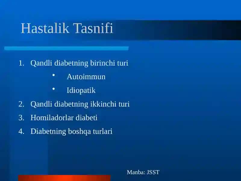 Qandli Diabet: etiopatogenez, Klinika va davosi 4