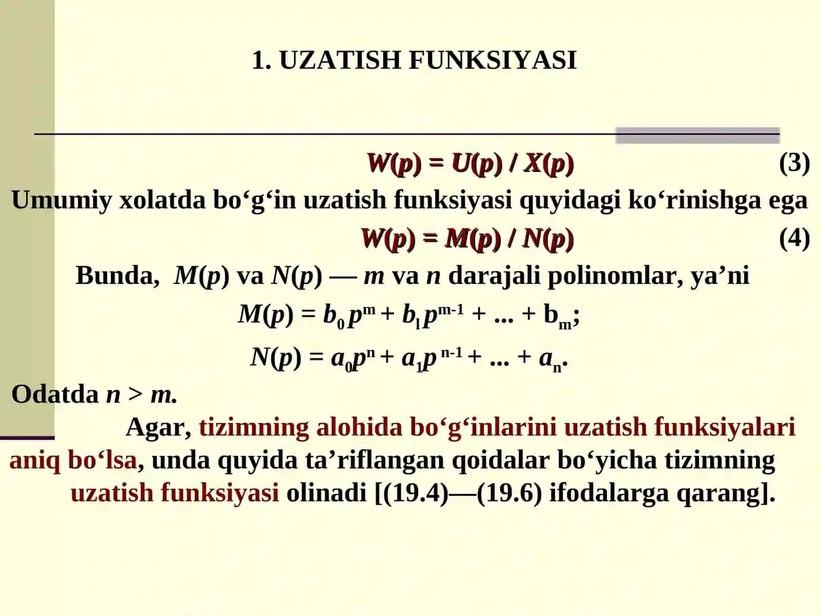 TIZIMLAR VA BO‘G‘INLARNINGASOSIY TAVSIFLAR 4