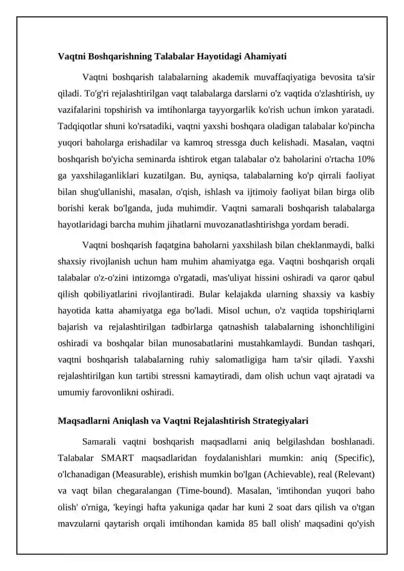 Talabalar uchun vaqtni boshqarish usullari 4
