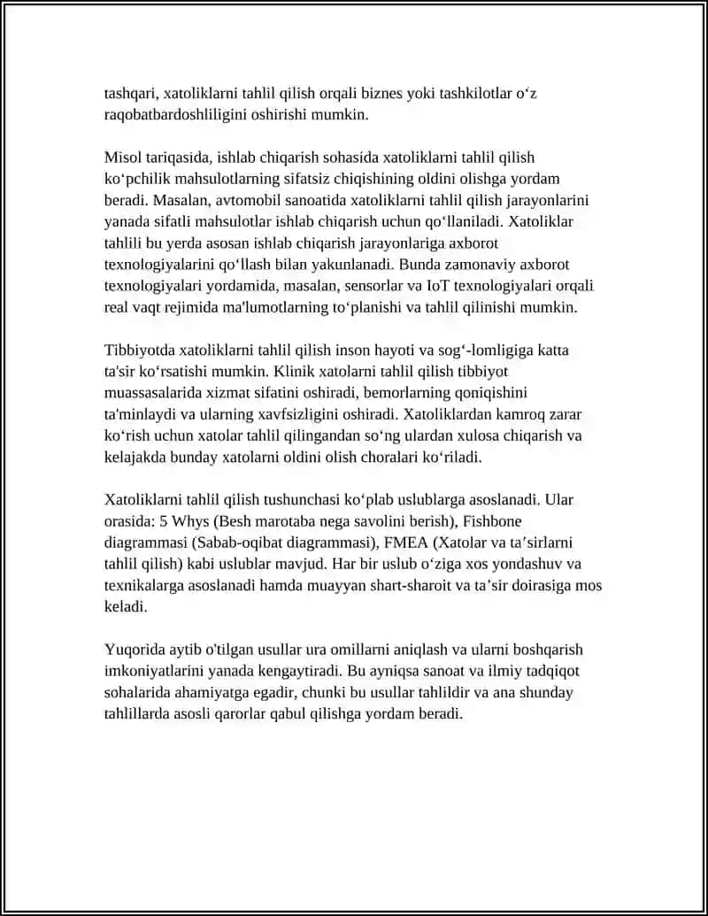Xatoliklarni tahlil qilish usullari 4