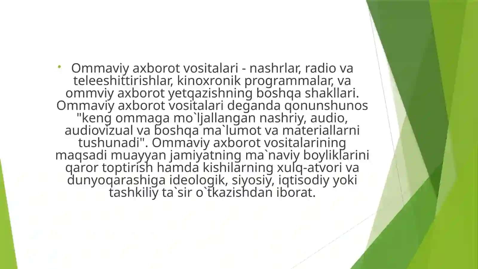Ommaviy axborot vositalarini o'rganish 4