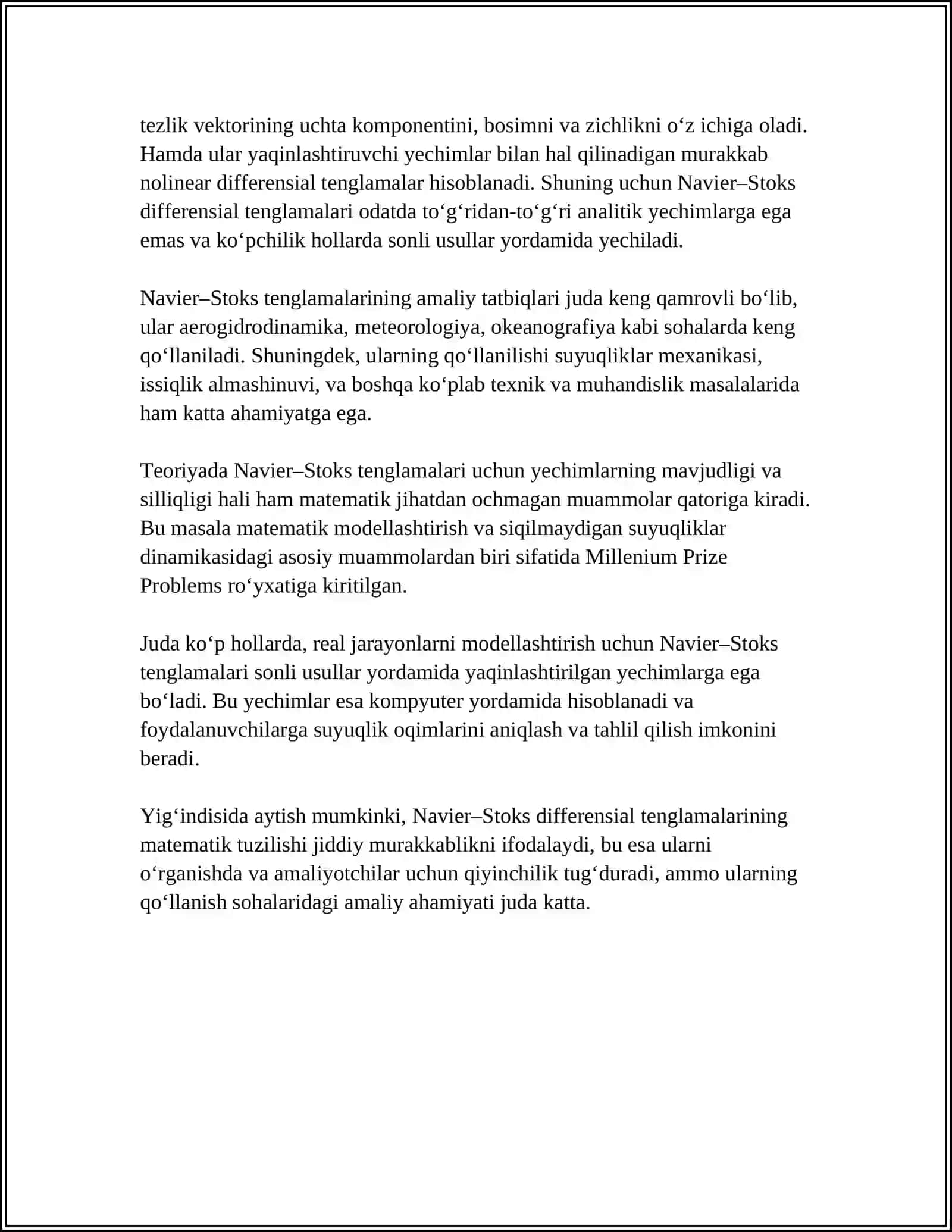 NAVE-STOKS DIFFERENSIAL TENGLAMASI 4