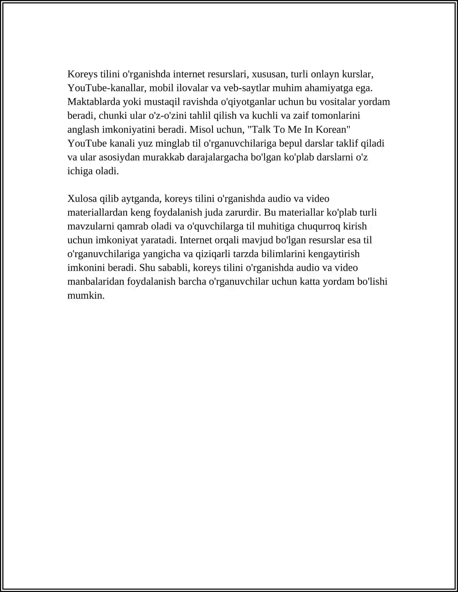 KOREYS TILI O'RGATISHNING PEDAGOGIK TEXNIKASI DEGAN 4