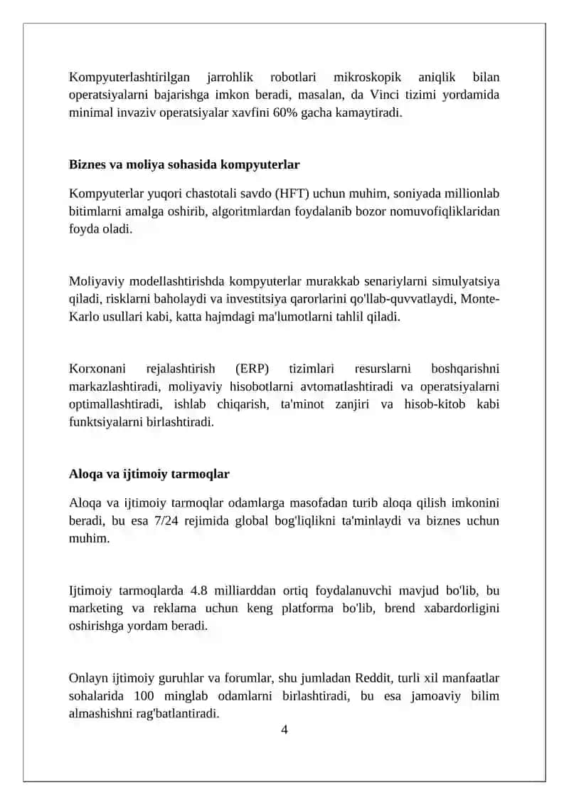 Kompyuterlarning inson hayotidagi o‘rni 4