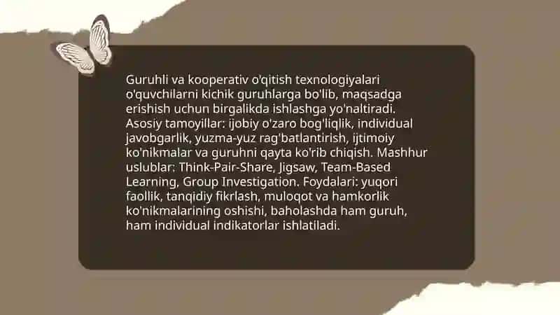 Taʼlimda interfaol metodlarni qoʻllash texnologiyalari 4