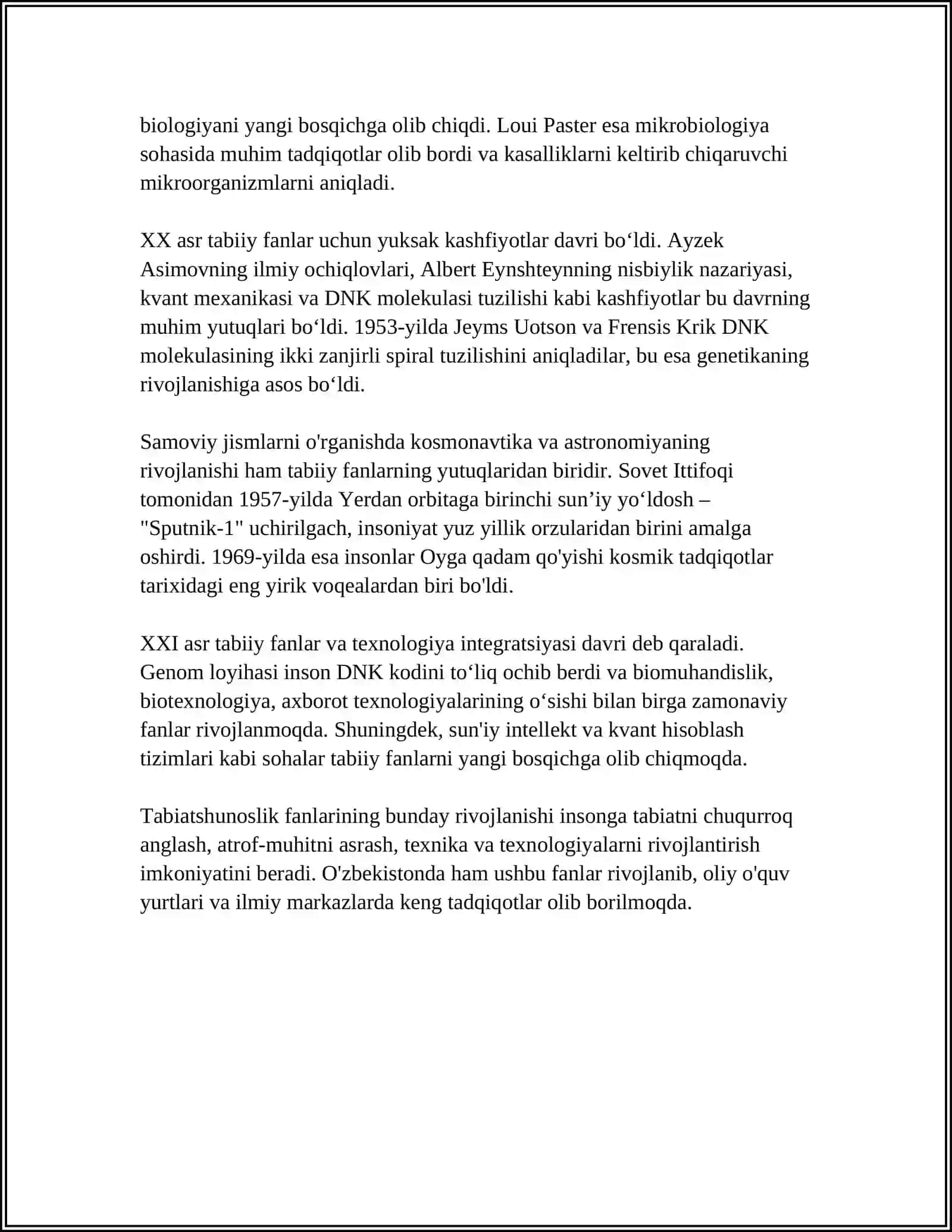 TABIATSHUNOSLIKNING ZAMONAVIY KONTSЕPSIYALARI 4