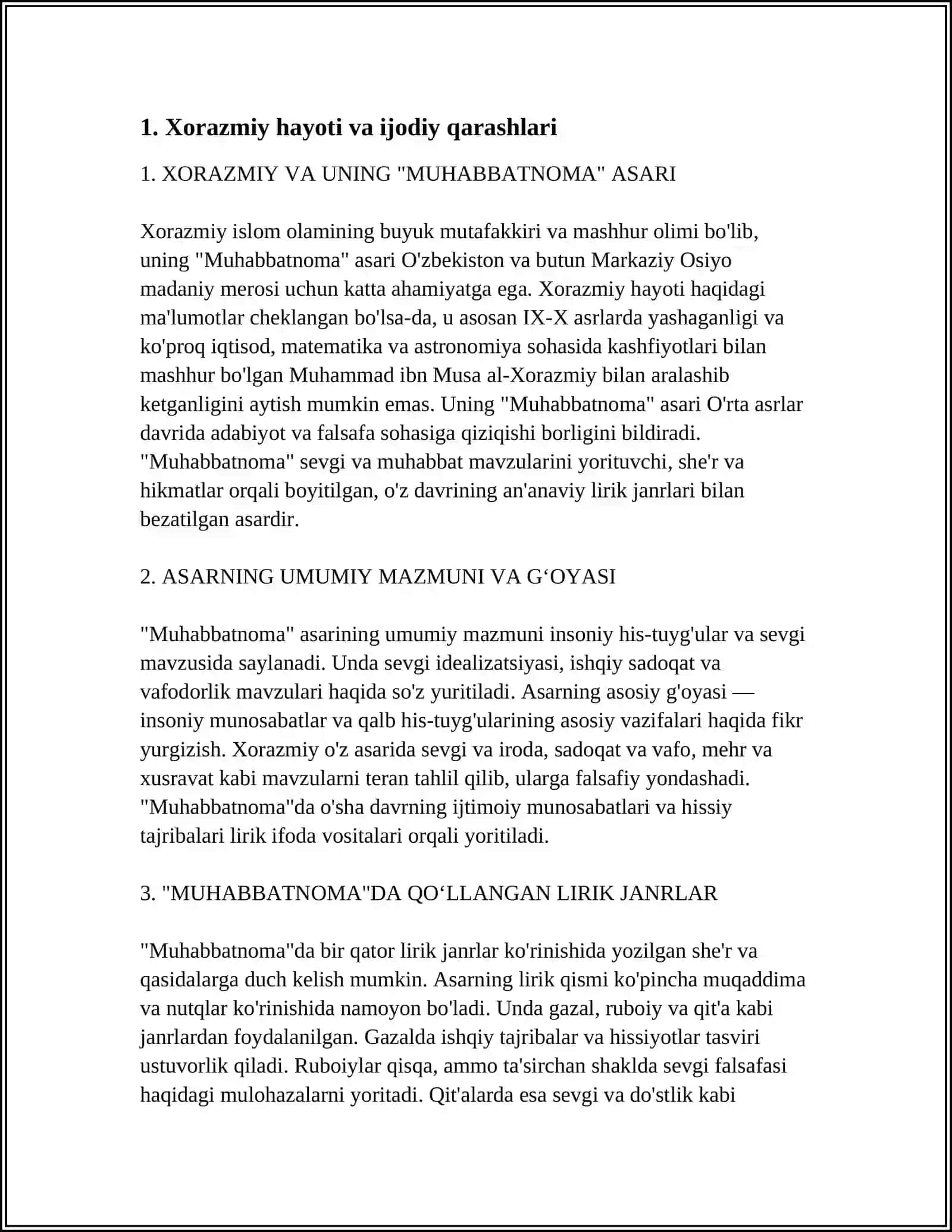 XORAZMIYNING "MUHABBATNOMA"SIDAGI LIRIK JANRLAR 4