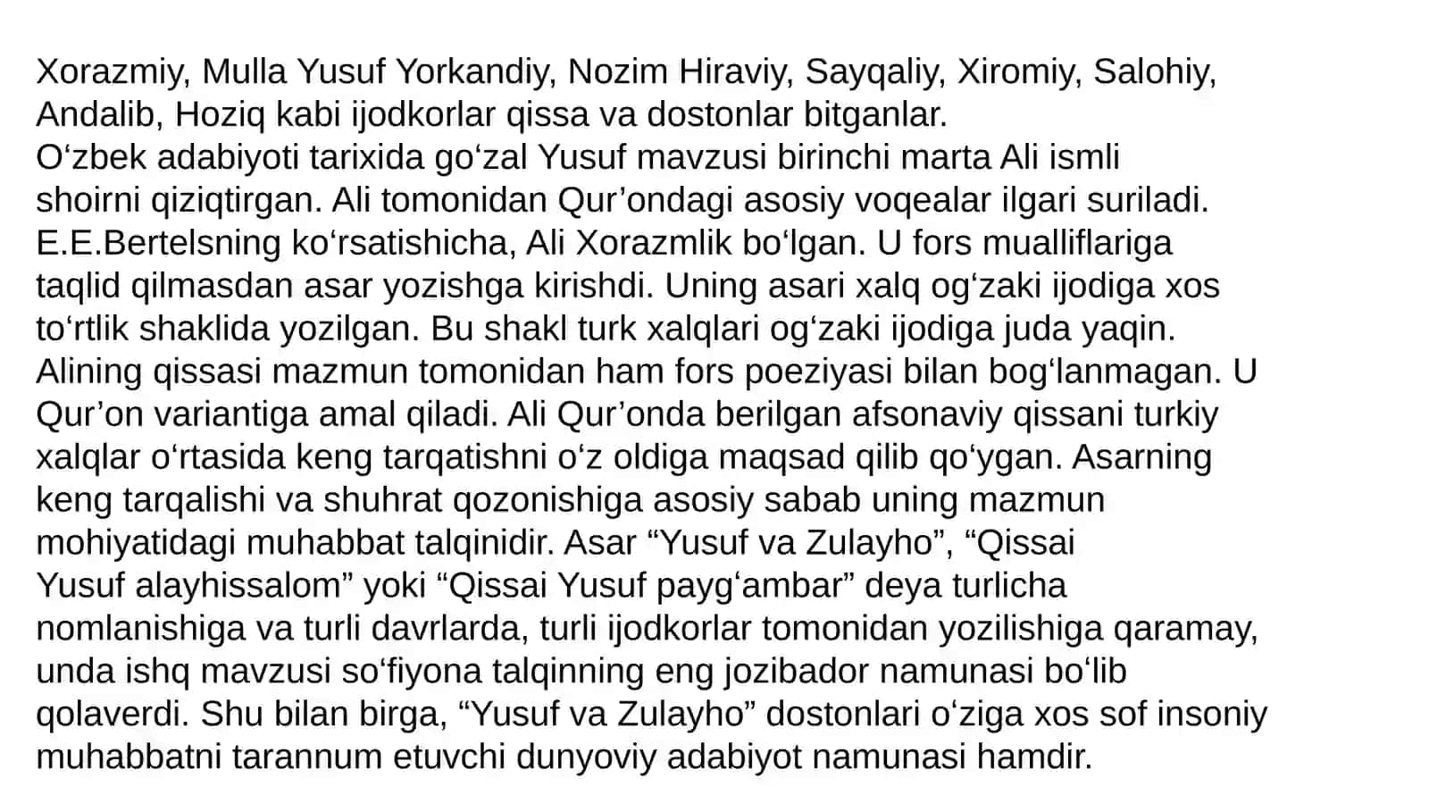 Yusuf va Zulayho dostoni bo'yicha qilingan tadqiqotlat 4