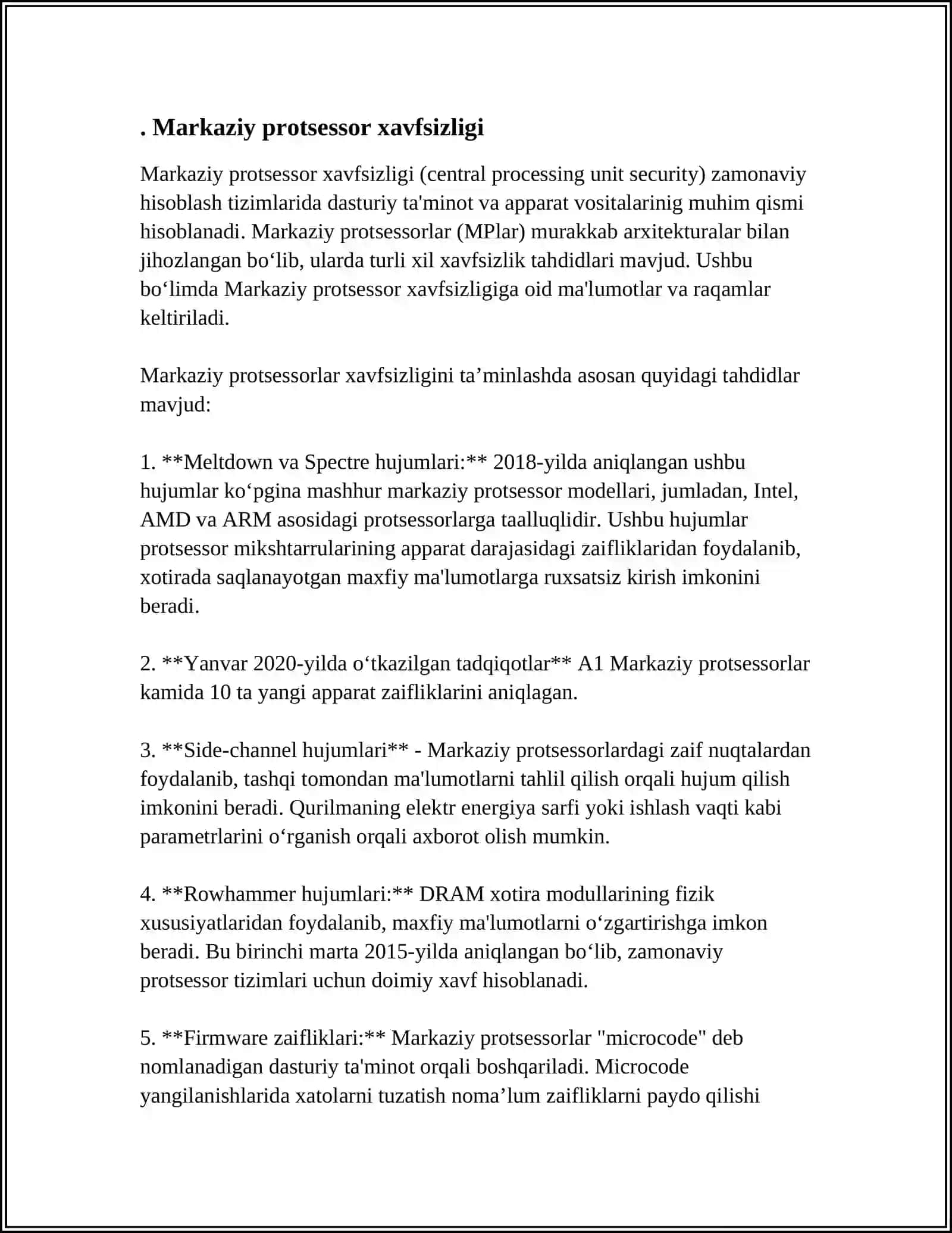 KOMPYUTER XAVFSIZLIGI: APPARAT DARAJASIDAGI HIMOYA USULLARI 4