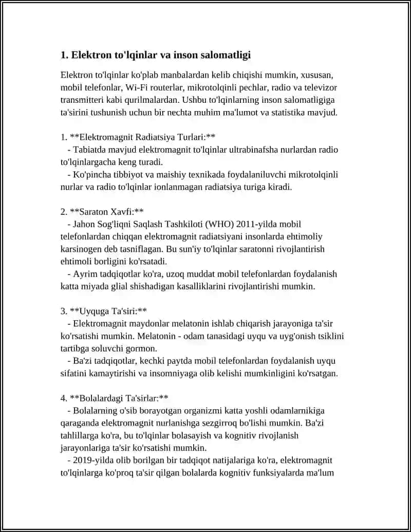Elektron to'lqinlar va inson salomatligi 4