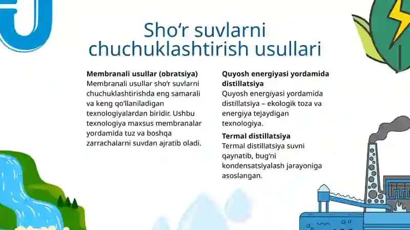 O’zbekiston sharoitida sho’r suvlarni chuchuklashtirish g’oyasini yaratish 4