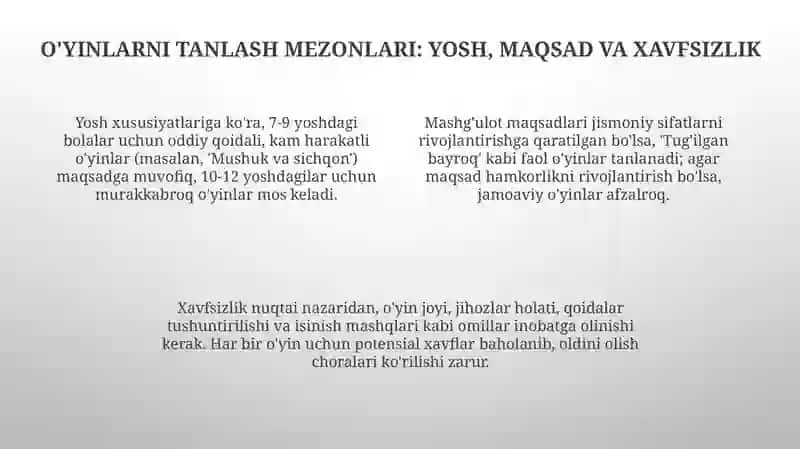 O'yinlarni Tanlash Mezonlari 4