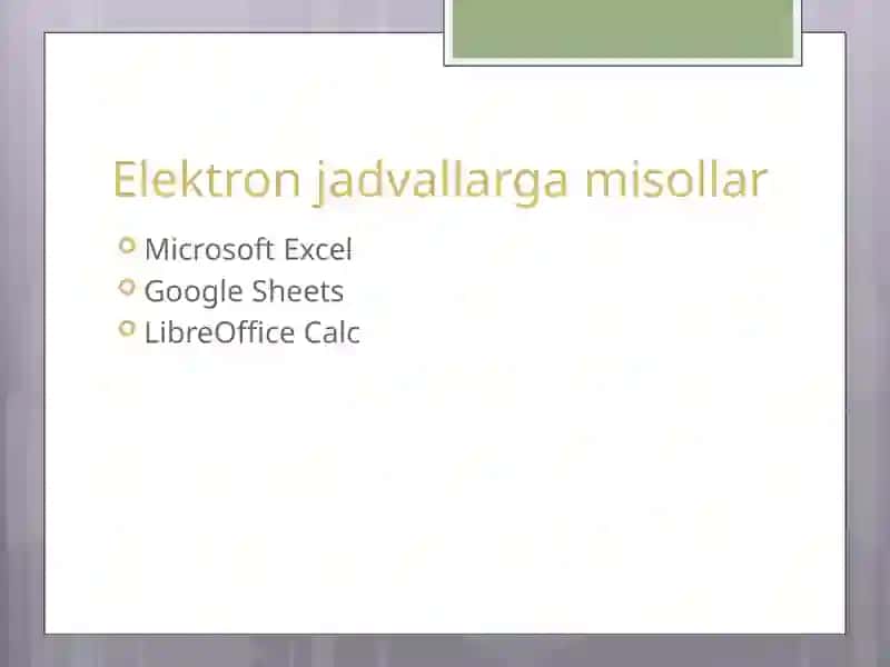 Elektron jadvalni loyihalash 4
