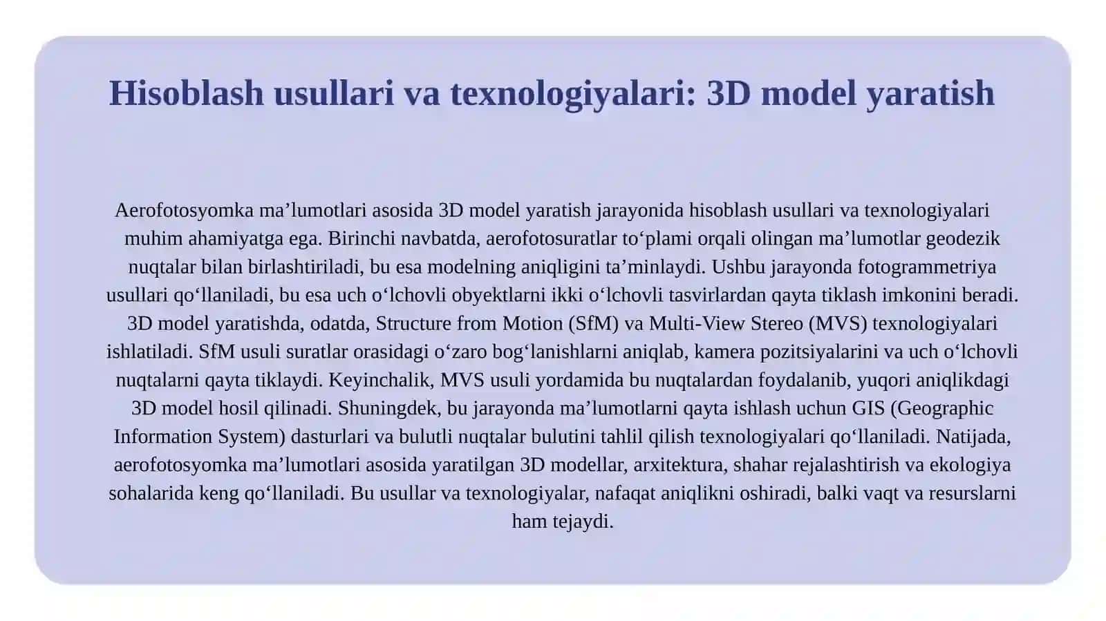 Aerofotosyomka ma’lumotlari asosida hisoblash ishlari 4