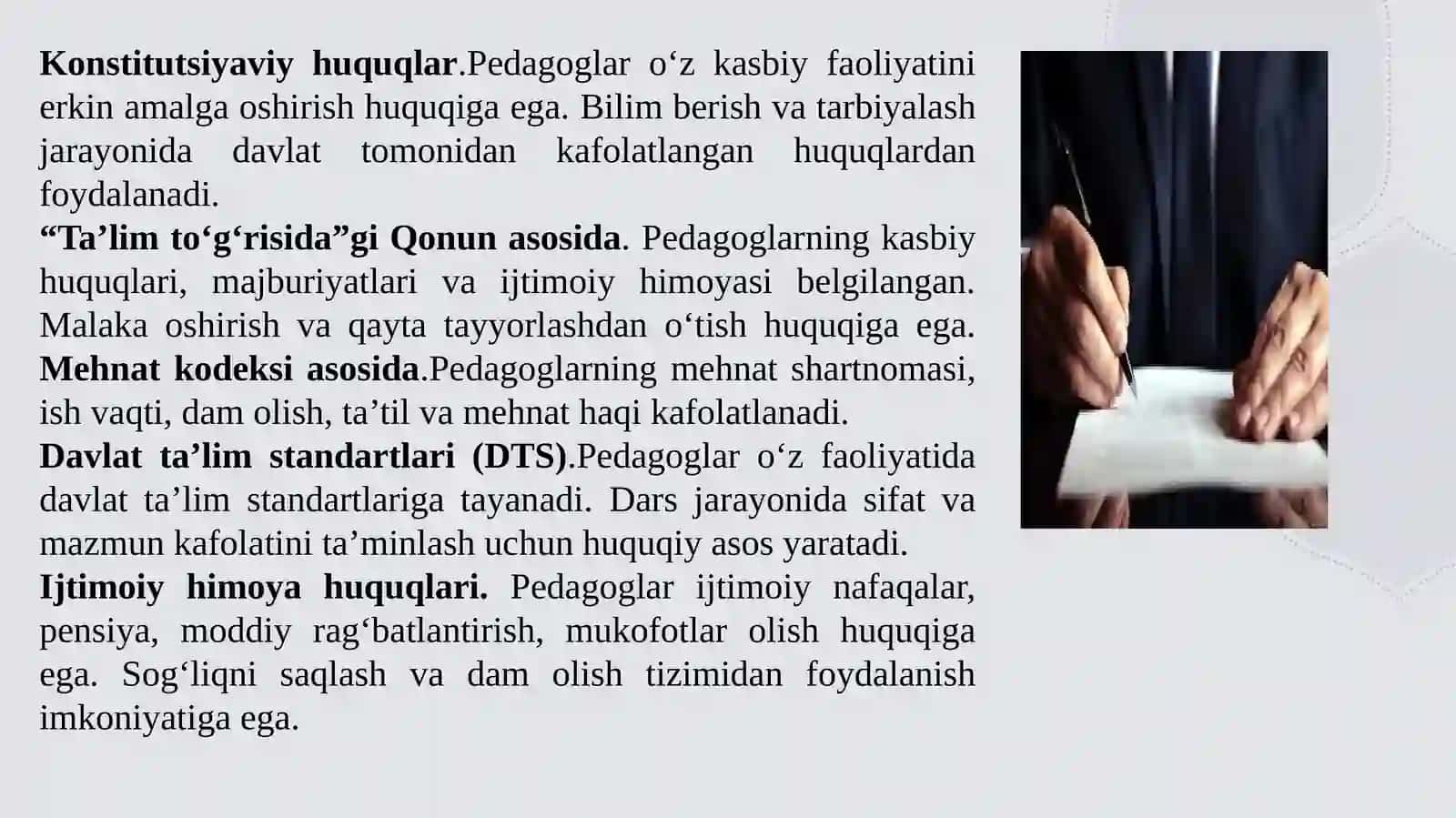 PEDAGOGIK FAOLIYATNING ME’YORIY-HUQUQIY ASOSLARI 4