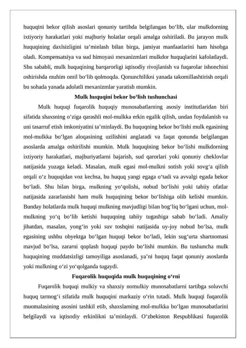 Mulk huquqini bekor bo‘lish asoslari 4