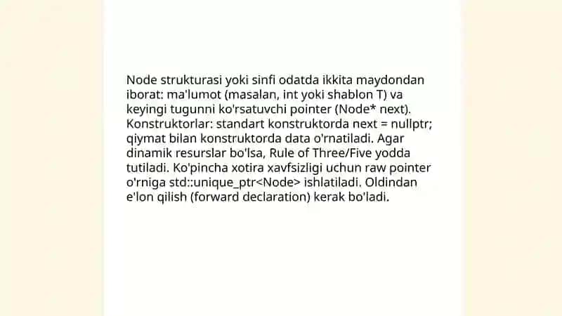 C++ da bir tomonlama boǵlangan royxat 4