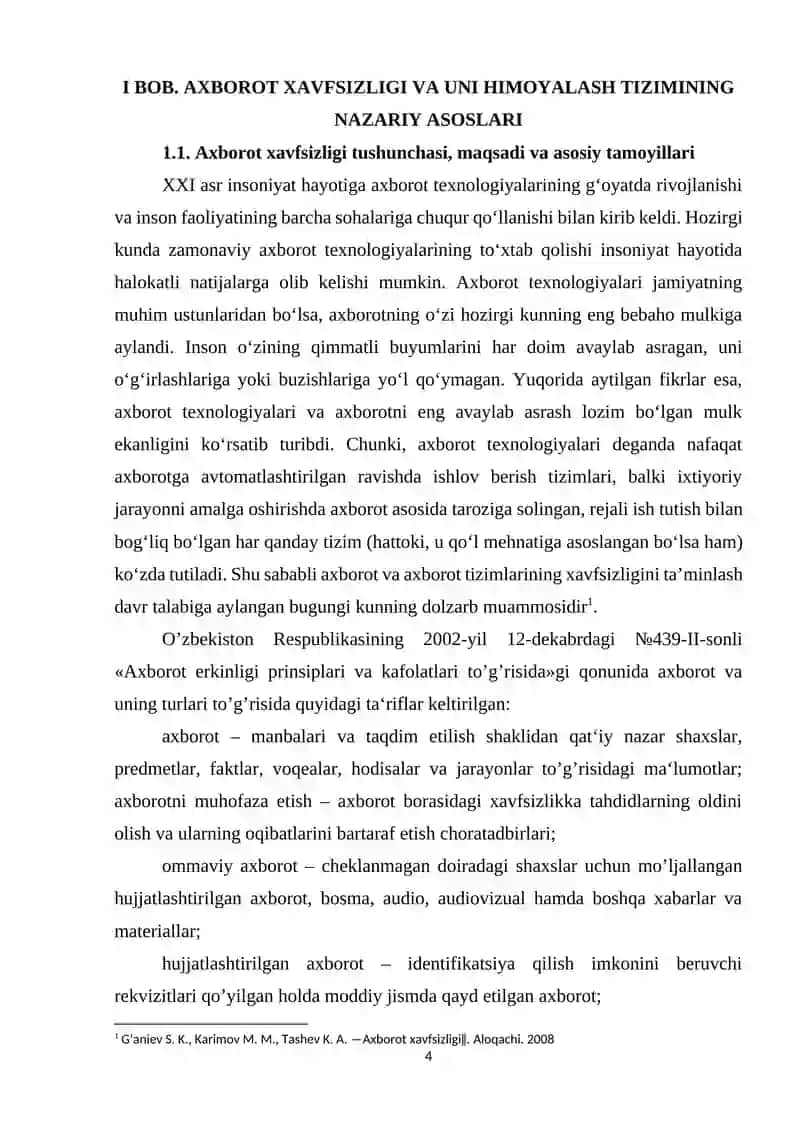 Axborot xavfsizligini himoya qilish tizimiga qo‘yilgan talablar 4