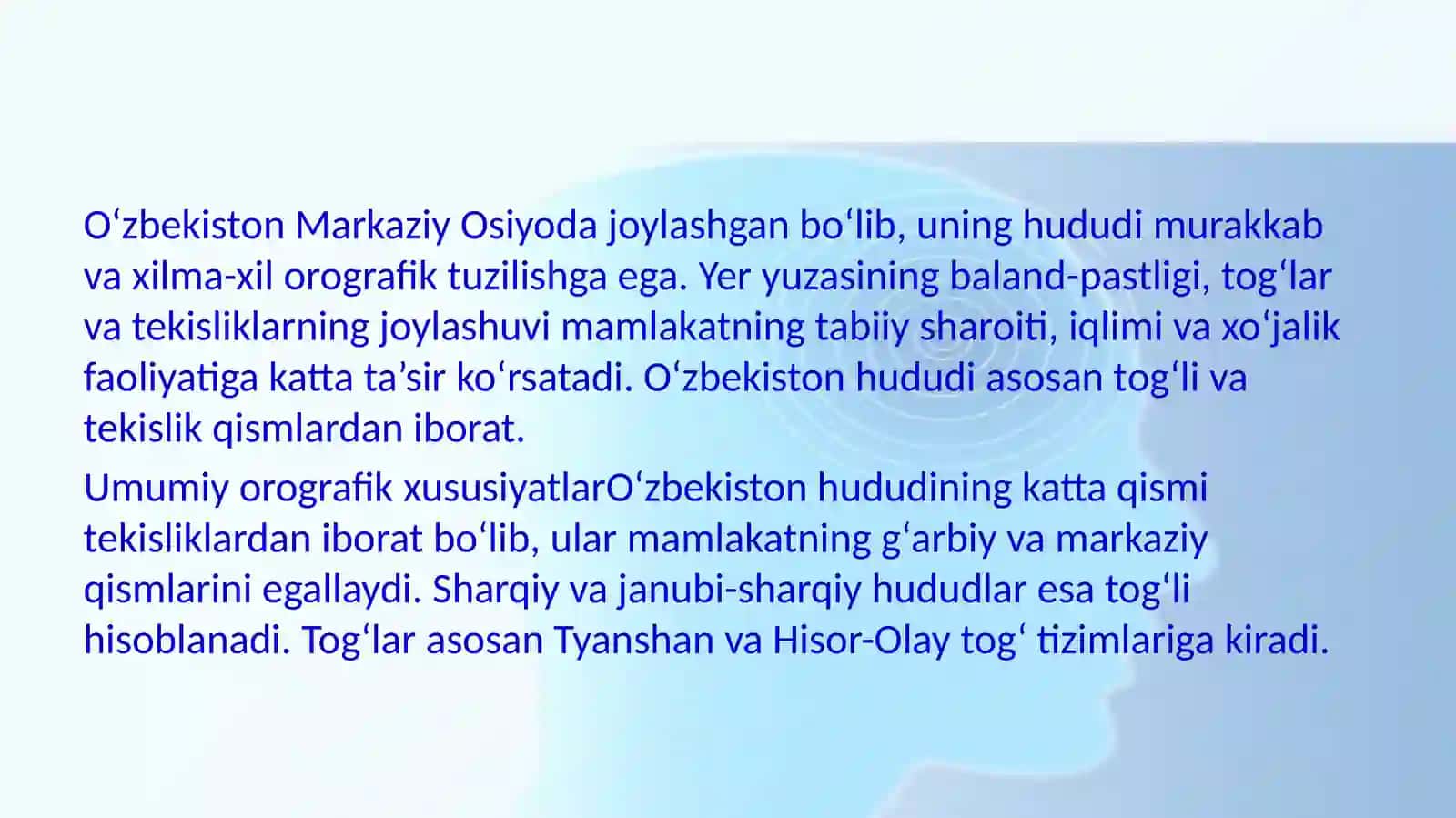 O‘zbekiston hududining orografik tuzilishi 4