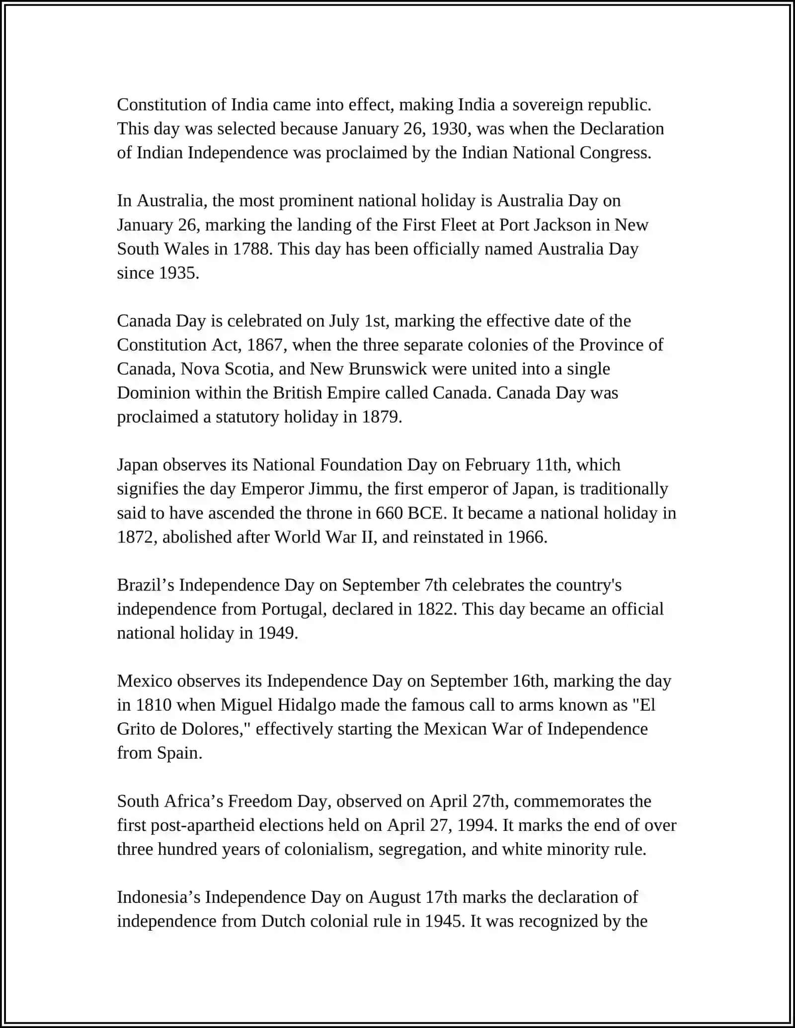 NATIONAL HOLIDAYS 4