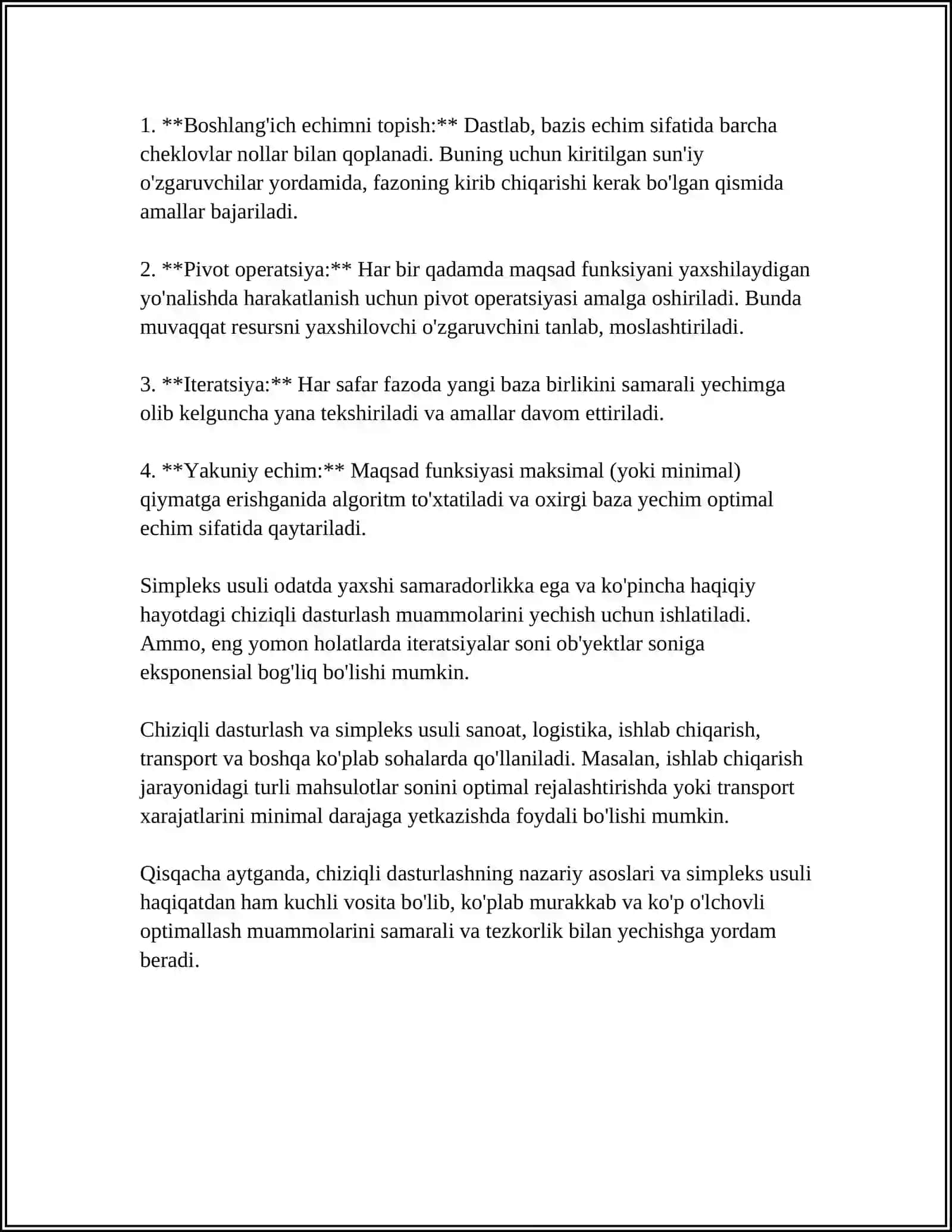 IQTISODIY MASALALARNI SIMPLEKS USULDA YECHISH 4
