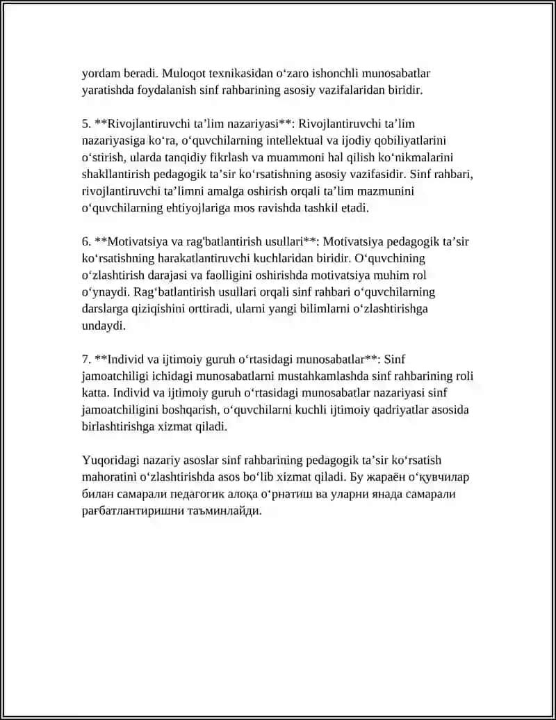 Sinf Rahbarining Pedagogik Ta'sir Ko'rsatish Mahorati 4