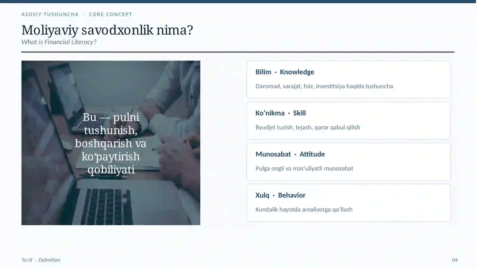 MOLIYAVIY SAVODXONLIK, Financial Literacy 4