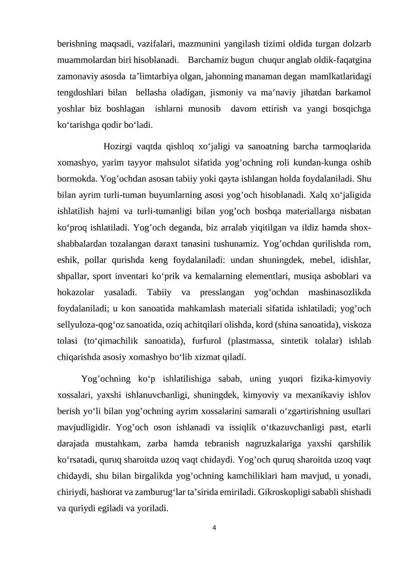 YOG'OCHDAN TAYYORLANADIGAN BUYUMLAR VA MAHSULOTLARGA HOMASHYO TANLASH VA TAYYORLASHDA YOG'OCH MATERIALLARINING XOSSALARI VA ISHLATILISHINI O'RGANISH 4