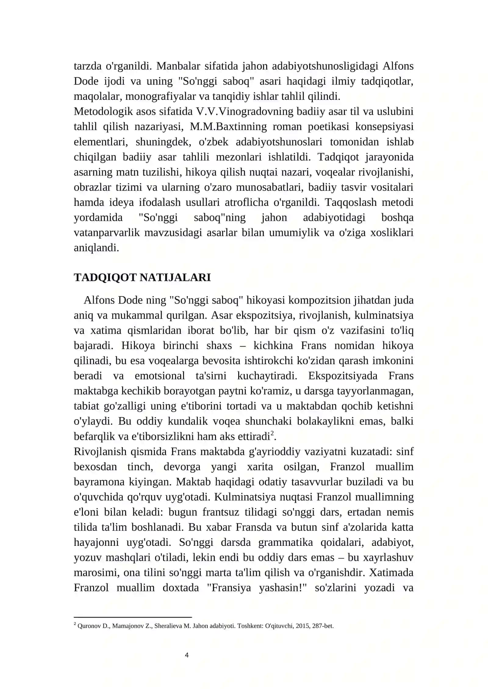 SO'NGGI SABOQ" HIKOYASINING G'OYAVIY-BADIIY TAHLILI 4