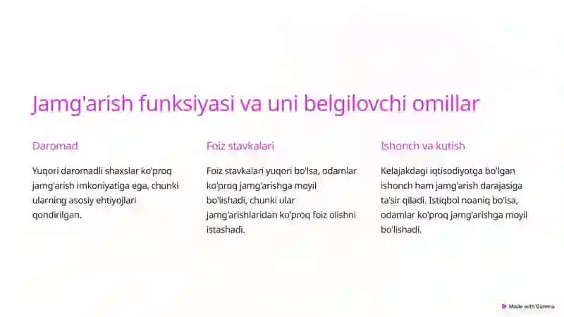 Iste'mol, Jamg'arish va Investitsiyalar Funksiyalari 4