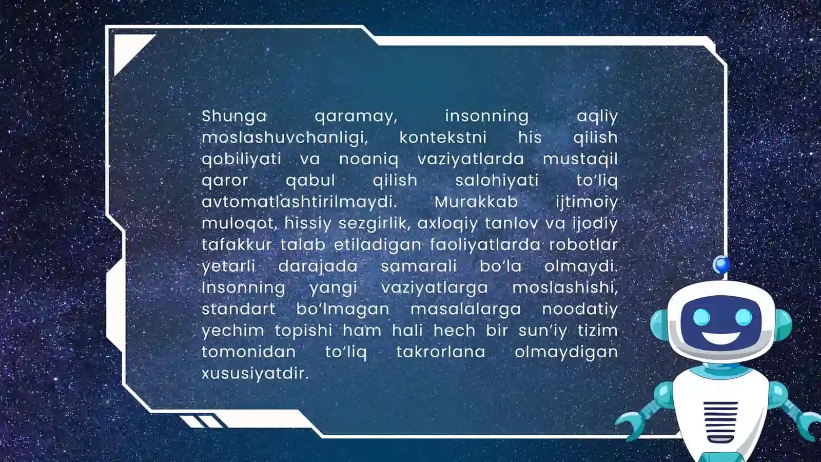 ROBOTLAR BILAN RAQOBAT. AVTOMATLASHTIRILMAYDIGAN KO’NIKMALAR. 4