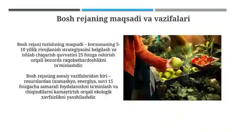 Mevasabzavotlarni qayta ishlash korxonasining bosh plani 4