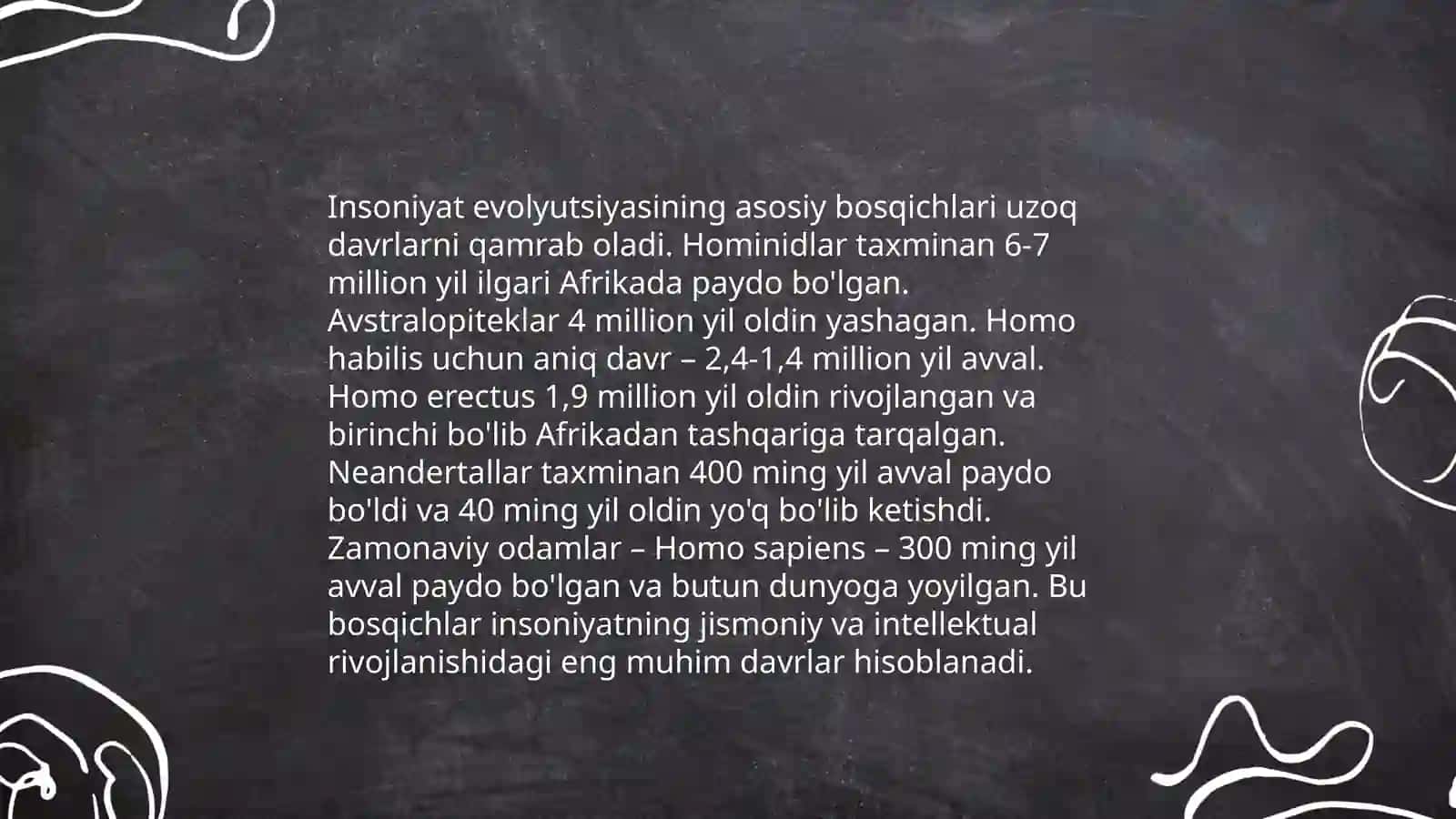 Insoniyat evalyutsiyasi va antropegenez jarayonlari 4